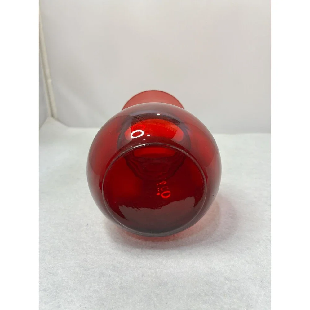 Vintage Anchor Hocking Royal Ruby Red Glass Bud Vase Mid Century Modern 6